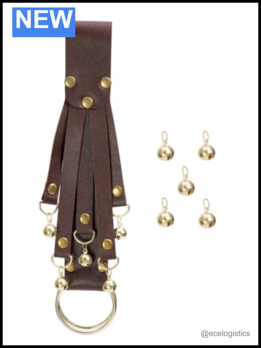 Faux Leather Medieval Waist Hike with Bells Renaissance Costume Skirt